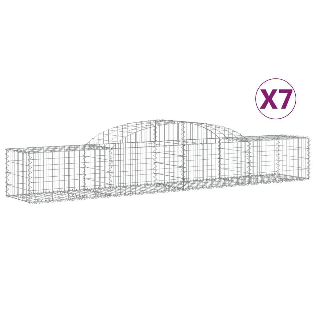 vidaXL Gabioner bågformade 7 st 300x50x40/60 cm galvaniserat järn