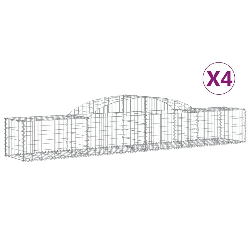 vidaXL Gabioner bågformade 4 st 300x50x40/60 cm galvaniserat järn