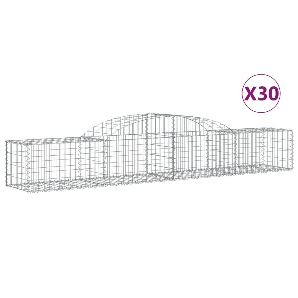 vidaXL Gabioner bågformade 30 st 300x50x40/60 cm galvaniserat järn