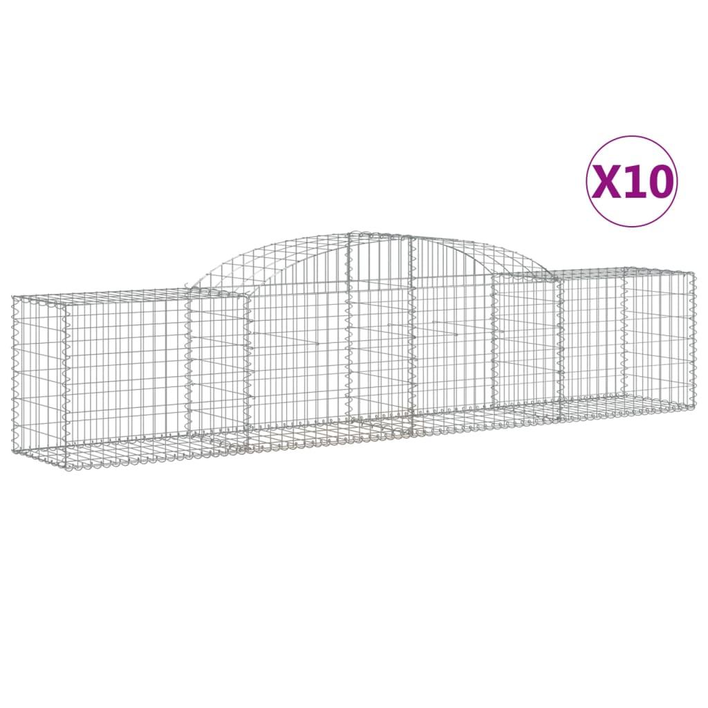 vidaXL Gabioner bågformade 10 st 300x50x60/80 cm galvaniserat järn