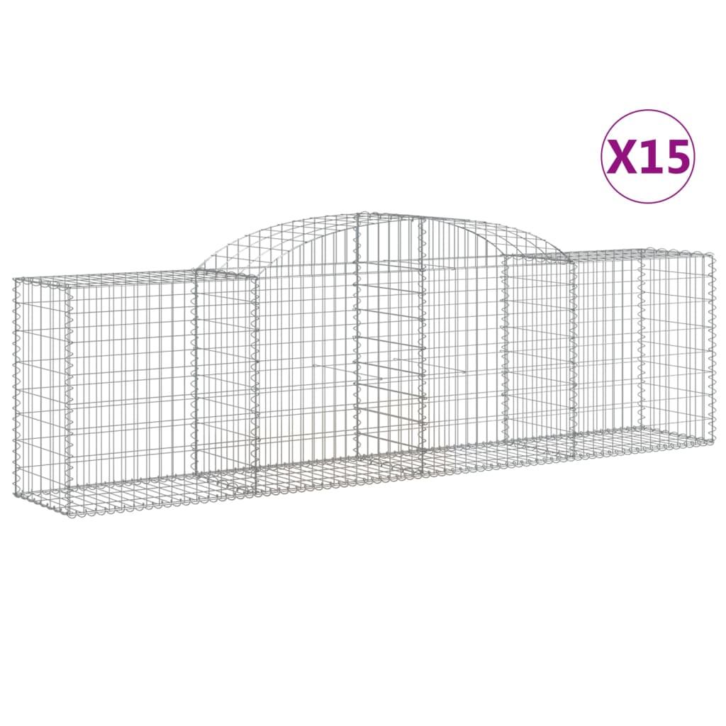 vidaXL Gabioner bågformade 15 st 300x50x80/100 cm galvaniserat järn