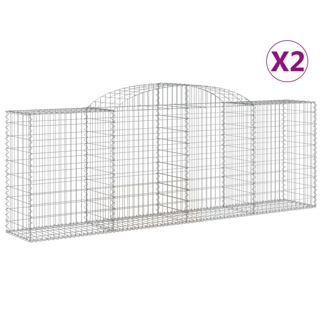 vidaXL Gabioner bågformade 2 st 300x50x100/120 cm galvaniserat järn