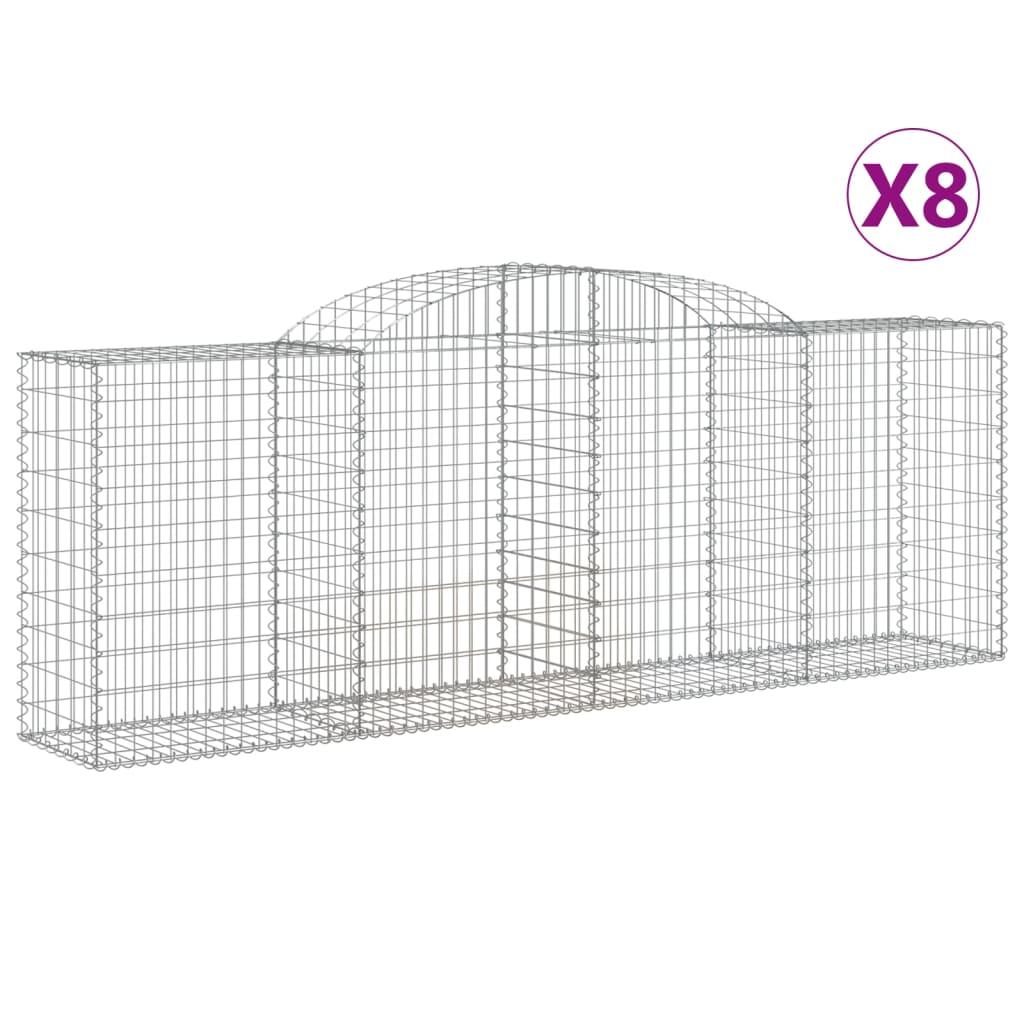 vidaXL Gabioner bågformade 8 st 300x50x100/120 cm galvaniserat järn