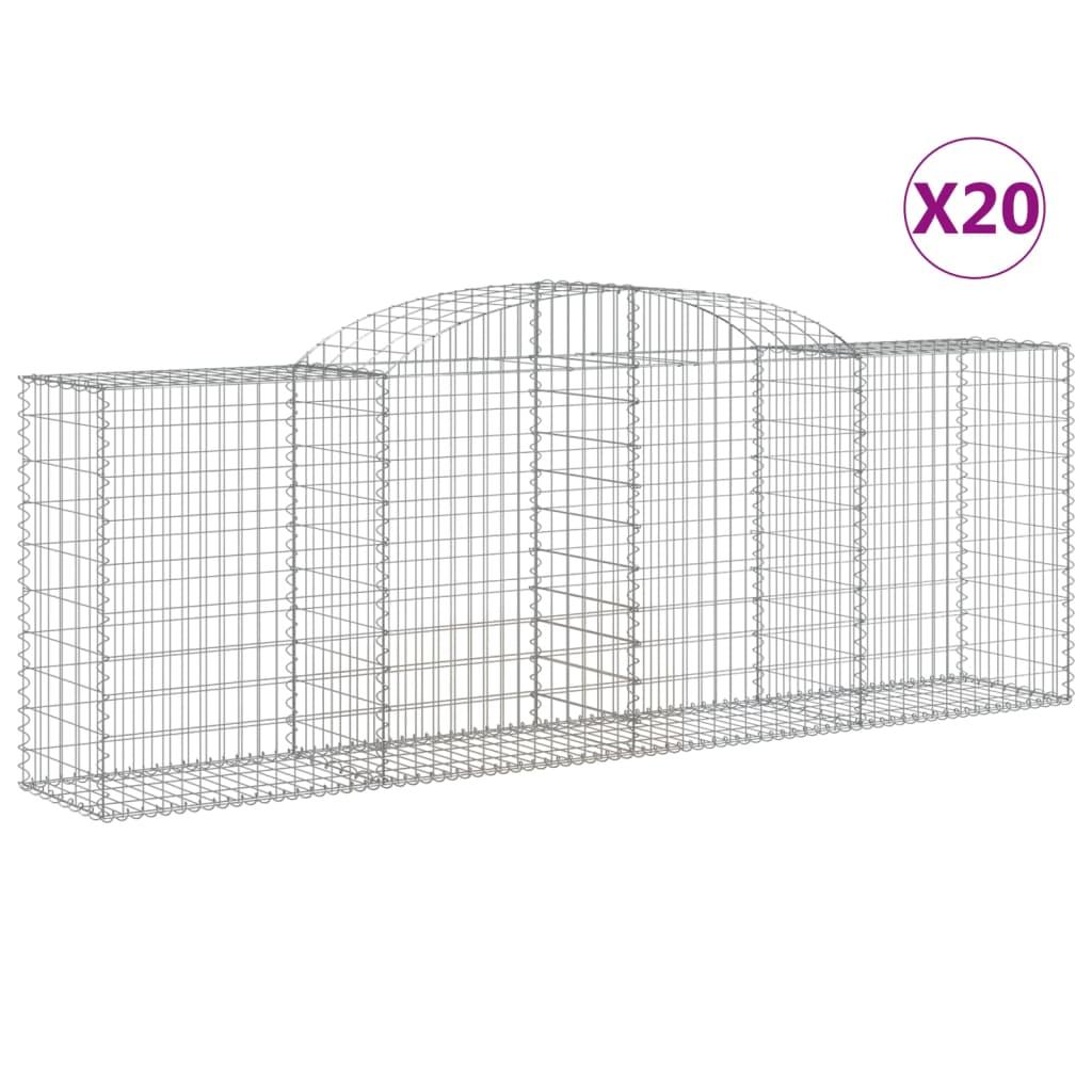 vidaXL Gabioner bågformade 20 st 300x50x100/120 cm galvaniserat järn