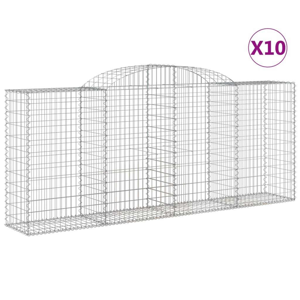 vidaXL Gabioner bågformade 10 st 300x50x120/140 cm galvaniserat järn