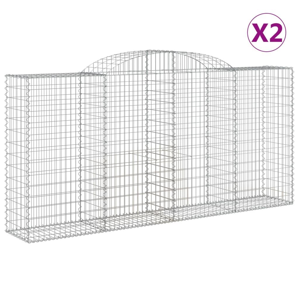 vidaXL Gabioner bågformade 2 st 300x50x140/160 cm galvaniserat järn