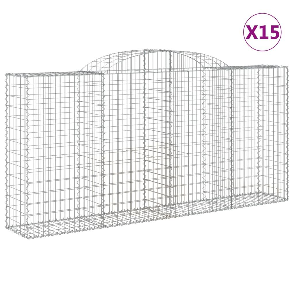 vidaXL Gabioner bågformade 15 st 300x50x140/160 cm galvaniserat järn