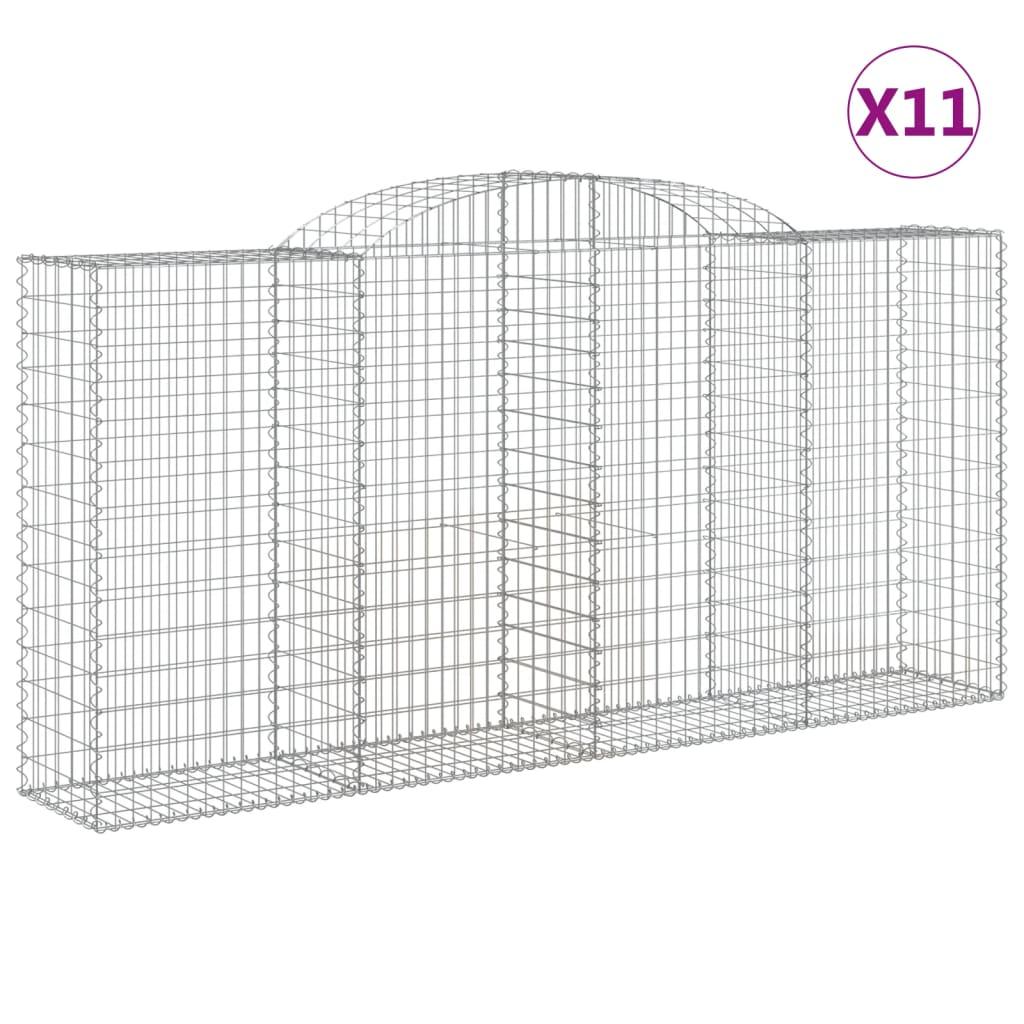 vidaXL Gabioner bågformade 11 st 300x50x140/160 cm galvaniserat järn
