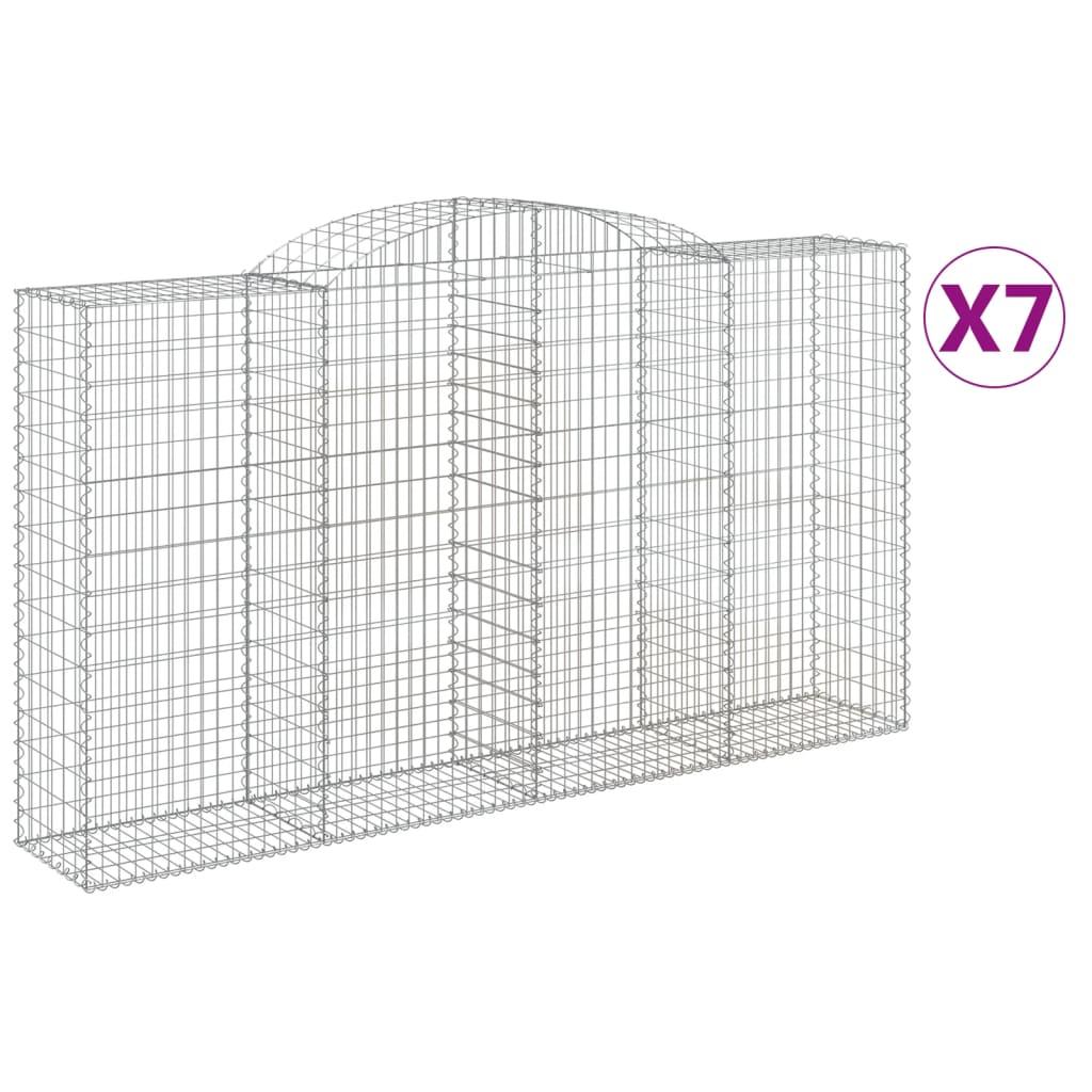 vidaXL Gabioner bågformade 7 st 300x50x160/180 cm galvaniserat järn