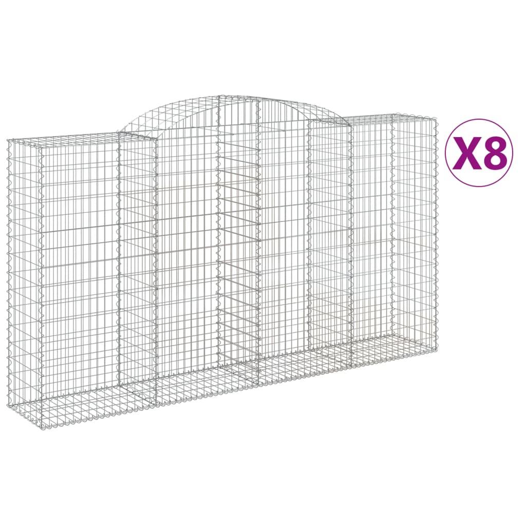 vidaXL Gabioner bågformade 8 st 300x50x160/180 cm galvaniserat järn