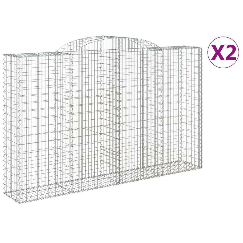 vidaXL Gabioner bågformade 2 st 300x50x180/200 cm galvaniserat järn