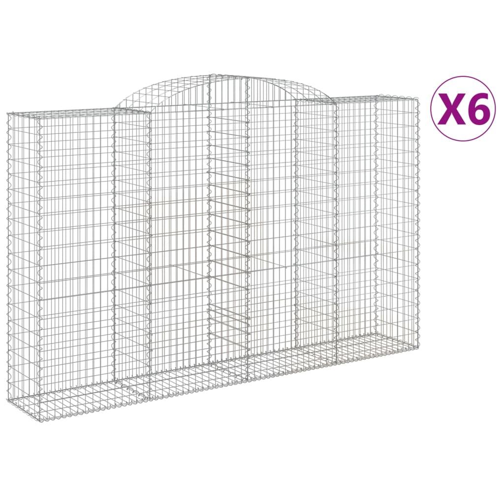 vidaXL Gabioner bågformade 6 st 300x50x180/200 cm galvaniserat järn