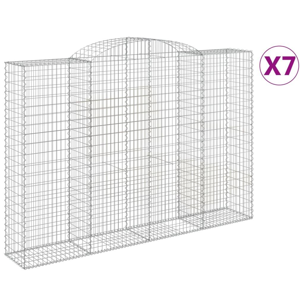 vidaXL Gabioner bågformade 7 st 300x50x200/220 cm galvaniserat järn