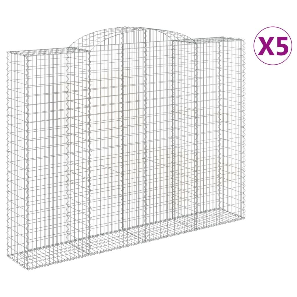 vidaXL Gabioner bågformade 5 st 300x50x220/240 cm galvaniserat järn