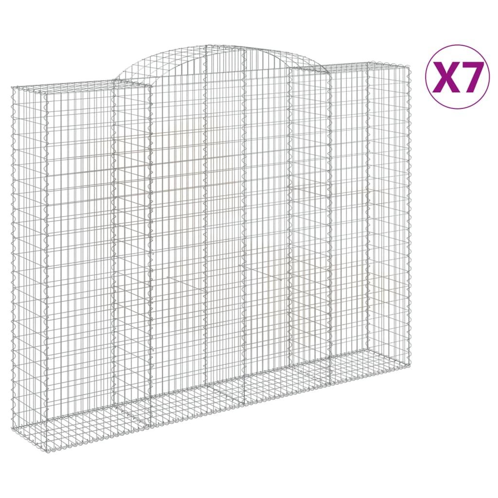 vidaXL Gabioner bågformade 7 st 300x50x220/240 cm galvaniserat järn