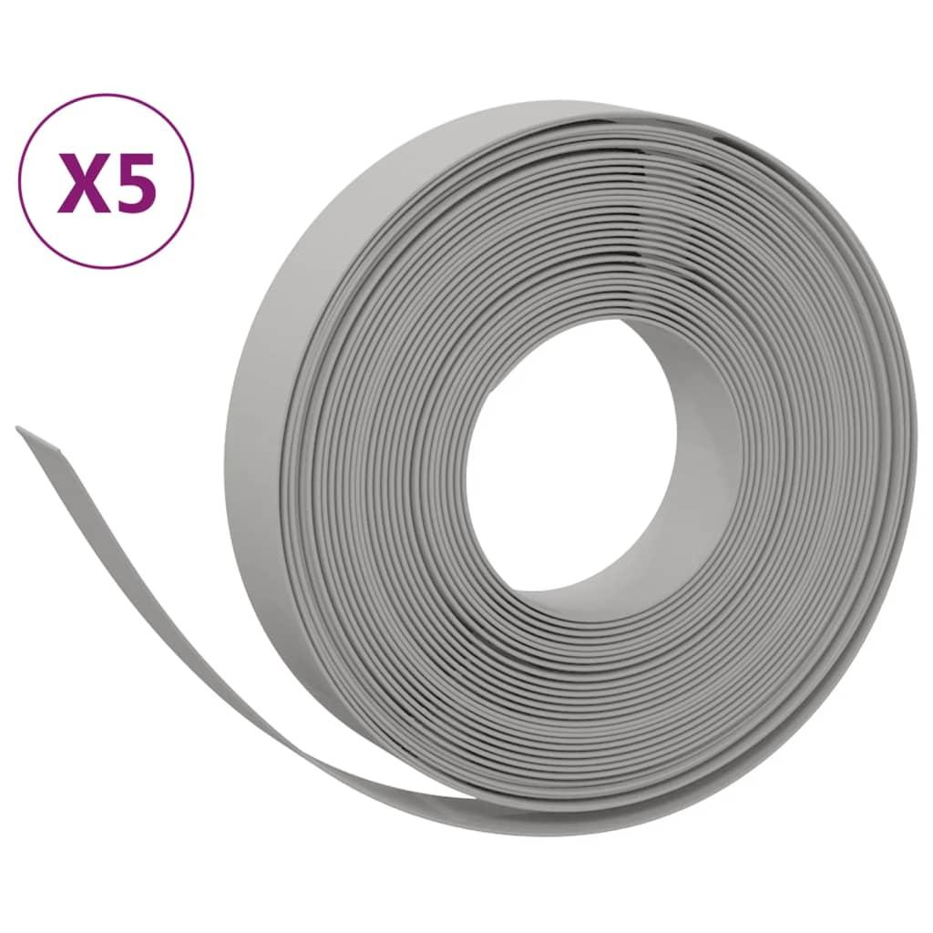 vidaXL Rabattkant grå 5 st 10 m 10 cm polyeten