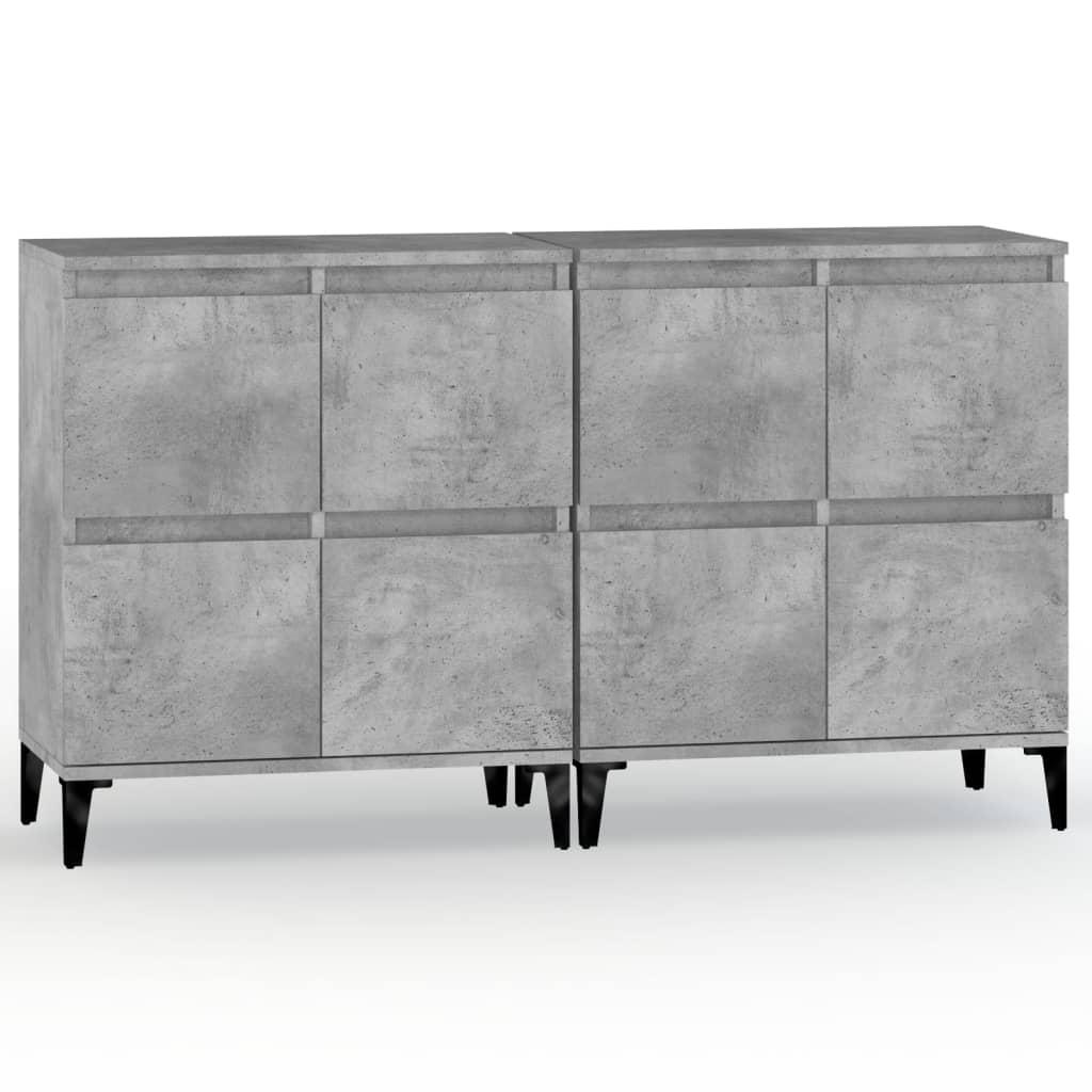 vidaXL Skänk 2 st betonggrå 60x35x70 cm konstruerat trä