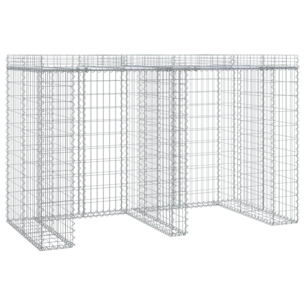 vidaXL Gabionvägg för soptunna 192x91x120 cm galvaniserat järn