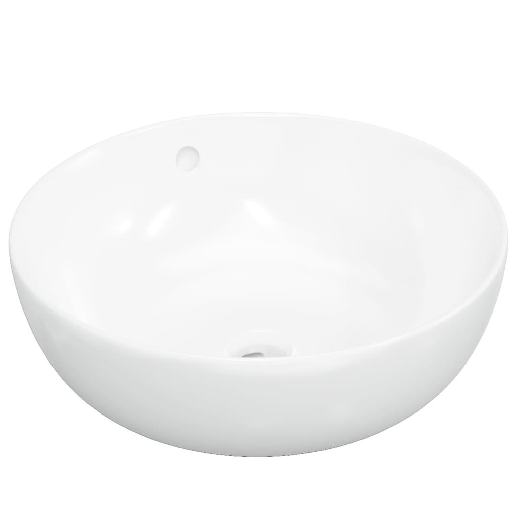 vidaXL Handfat vit 44x17 cm keramik rund