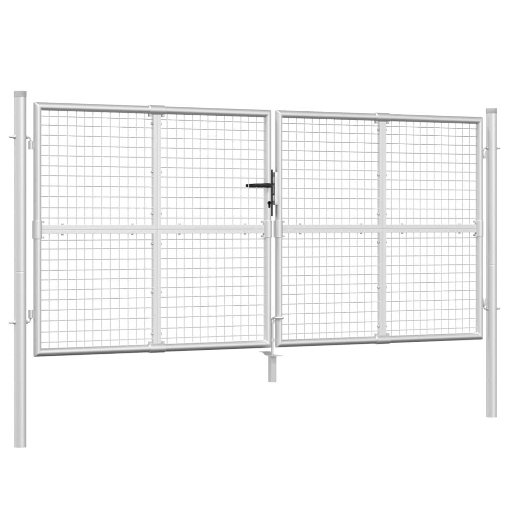 vidaXL Trädgårdsgrind i nät silver 300x125 cm galvaniserat stål