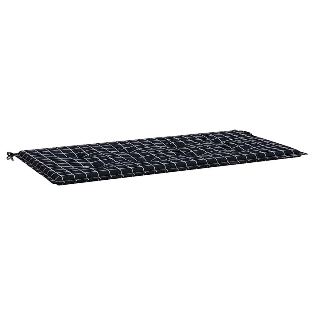 vidaXL Bänkdyna för trädgården svartrutig 120x50x3 cm oxfordtyg
