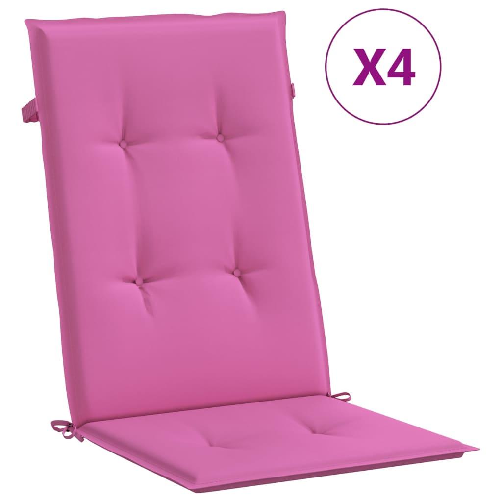 vidaXL Stolsdynor för stolar med hög rygg 4 st rosa tyg