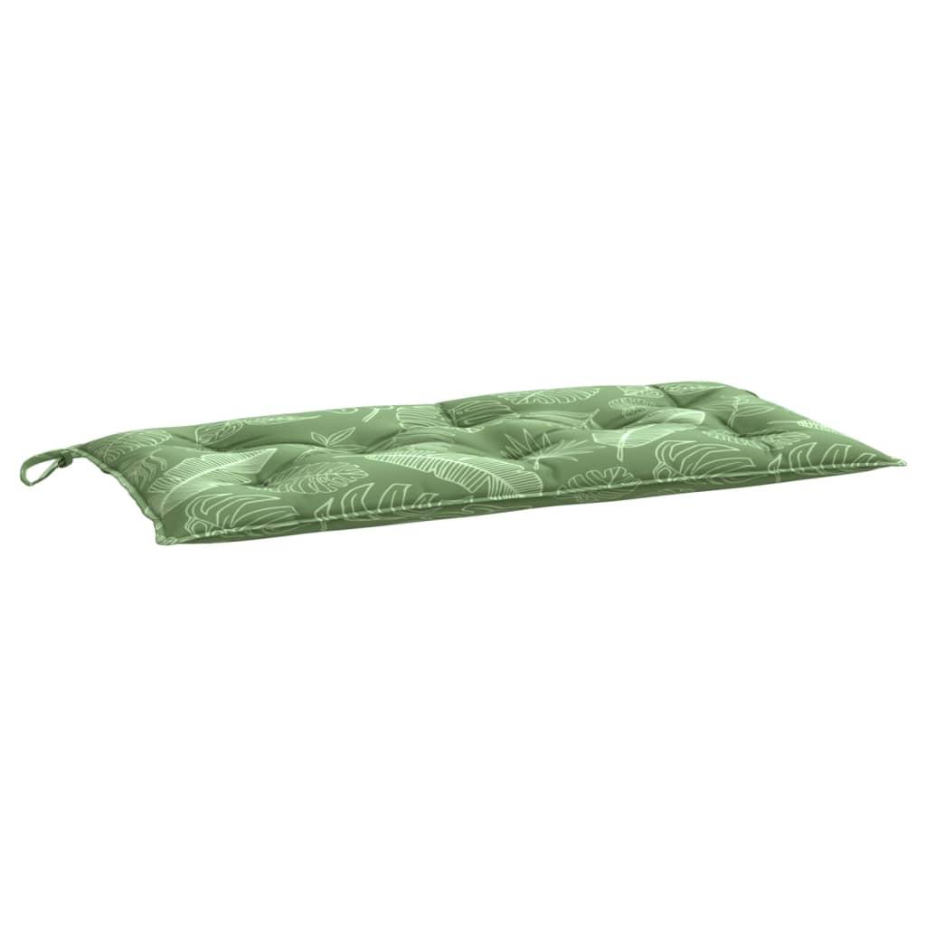 vidaXL Bänkdyna för trädgården bladmönster 100x50x7 cm oxfordtyg
