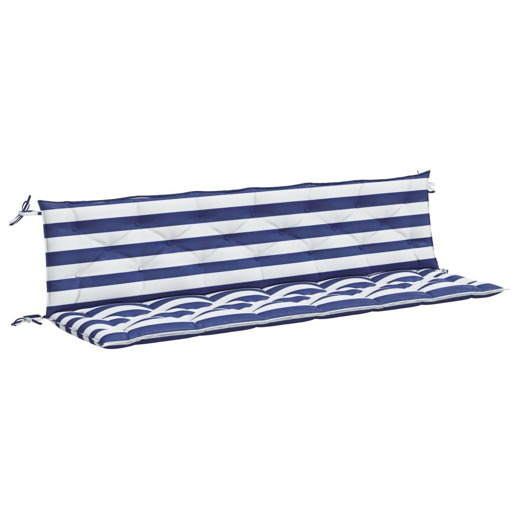 vidaXL Bänkdynor 2 st blå&vit randig 200x50x7 cm tyg