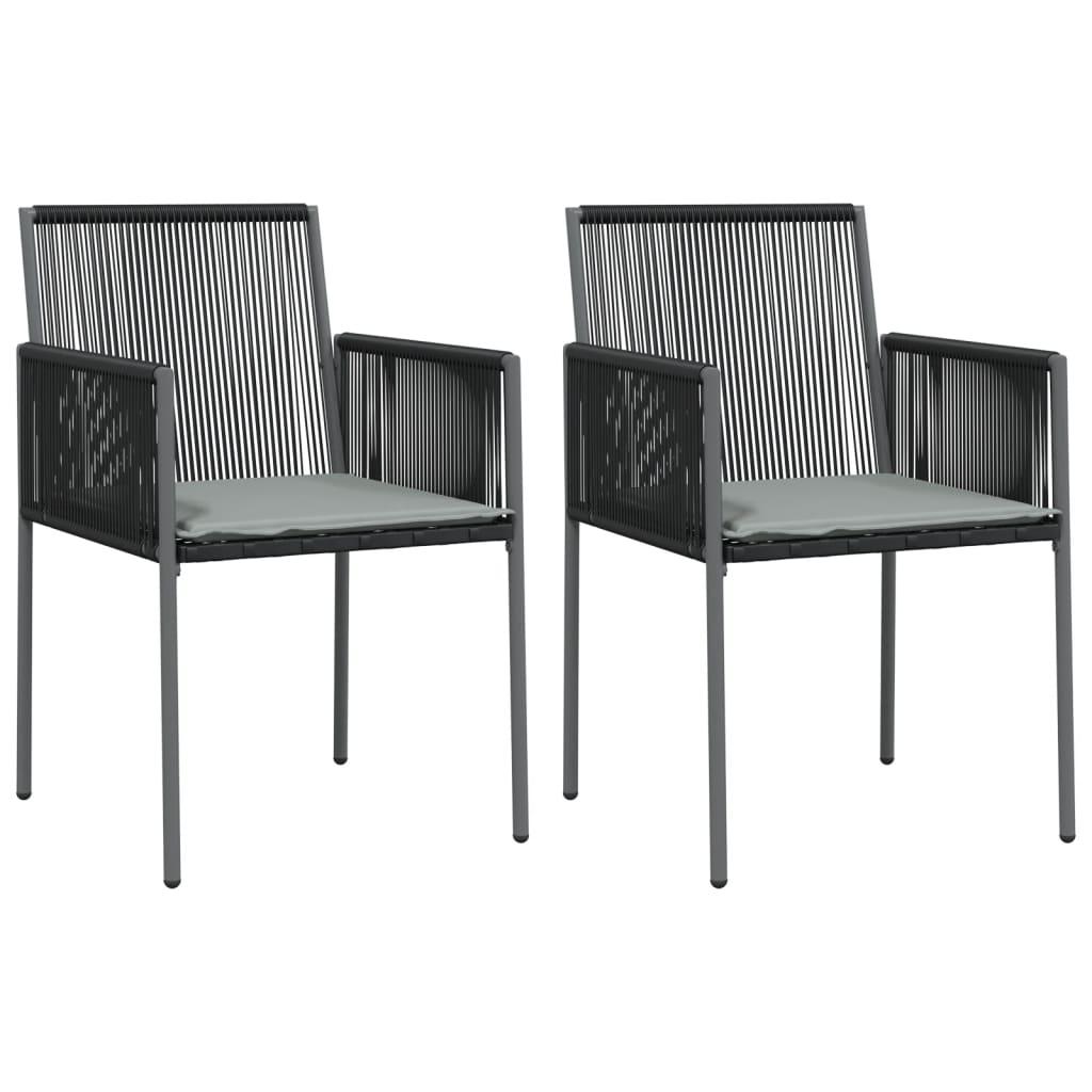 vidaXL Trädgårdsstolar 2 st med dynor svart 54x60,5x83,5 cm konstr.