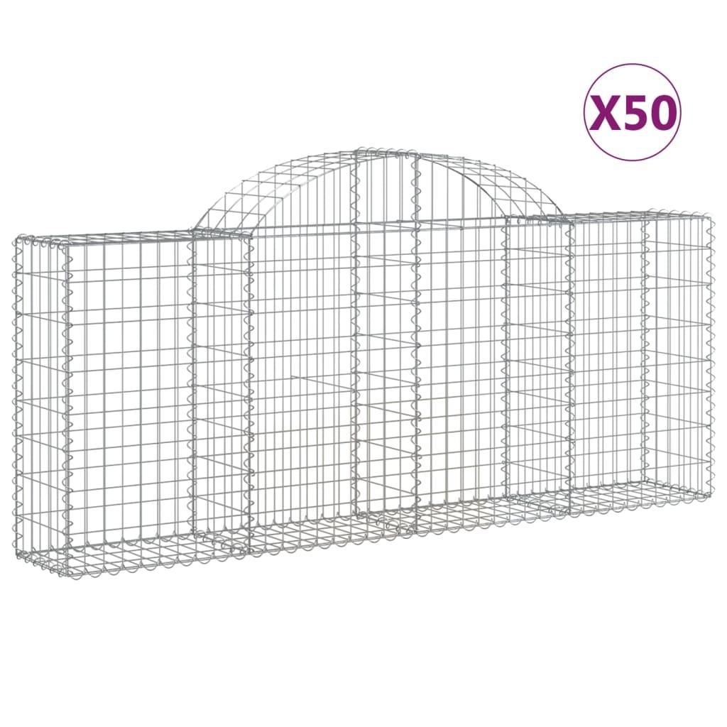 vidaXL Gabioner bågformade 50 st 200x30x80/100 cm galvaniserat järn