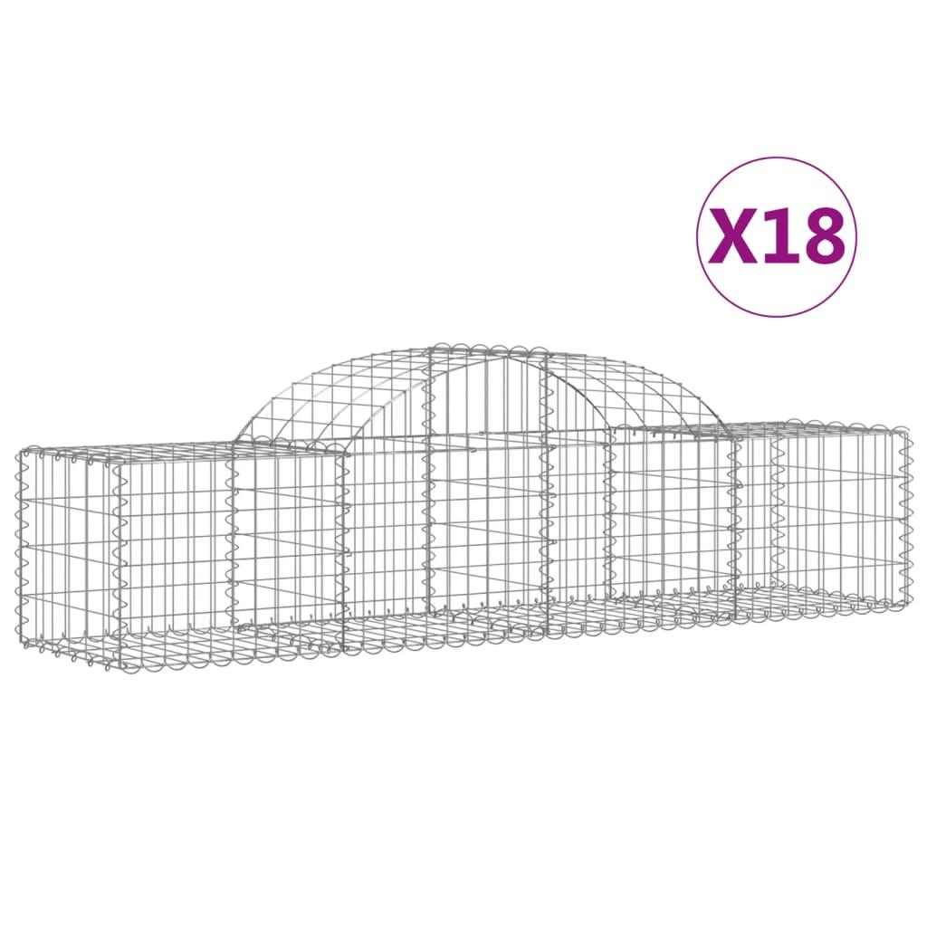 vidaXL Gabioner bågformade 18 st 200x50x40/60 cm galvaniserat järn