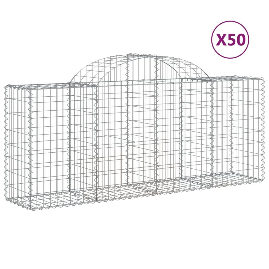 vidaXL Gabioner bågformade 50 st 200x50x80/100 cm galvaniserat järn