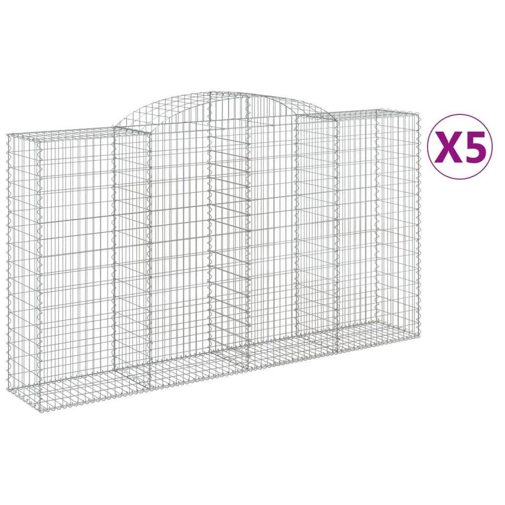 vidaXL Gabioner bågformade 5 st 300x50x160/180 cm galvaniserat järn
