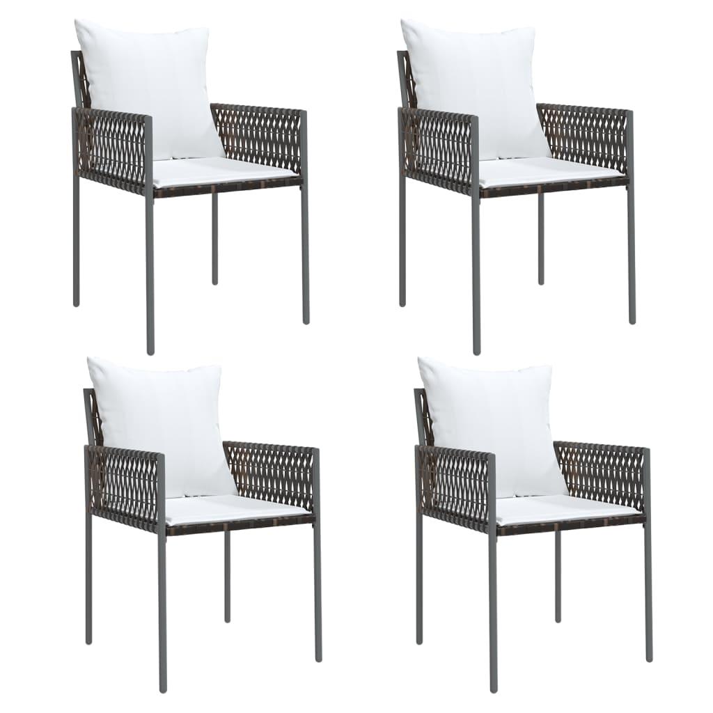 vidaXL Trädgårdsstolar 4 st med dynor brun 54x61x83 cm konstrotting