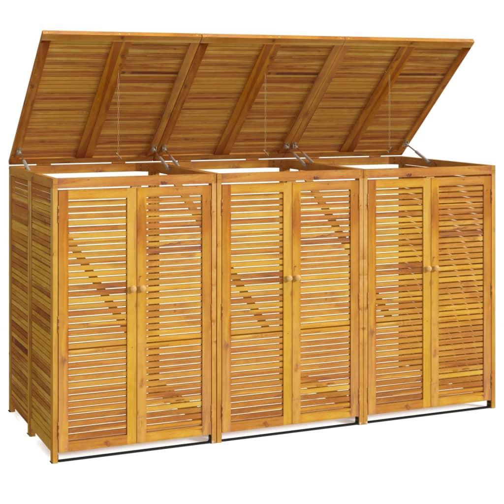 vidaXL Tredubbelt skjul för sopkärl 210x89x117 cm massivt akaciaträ