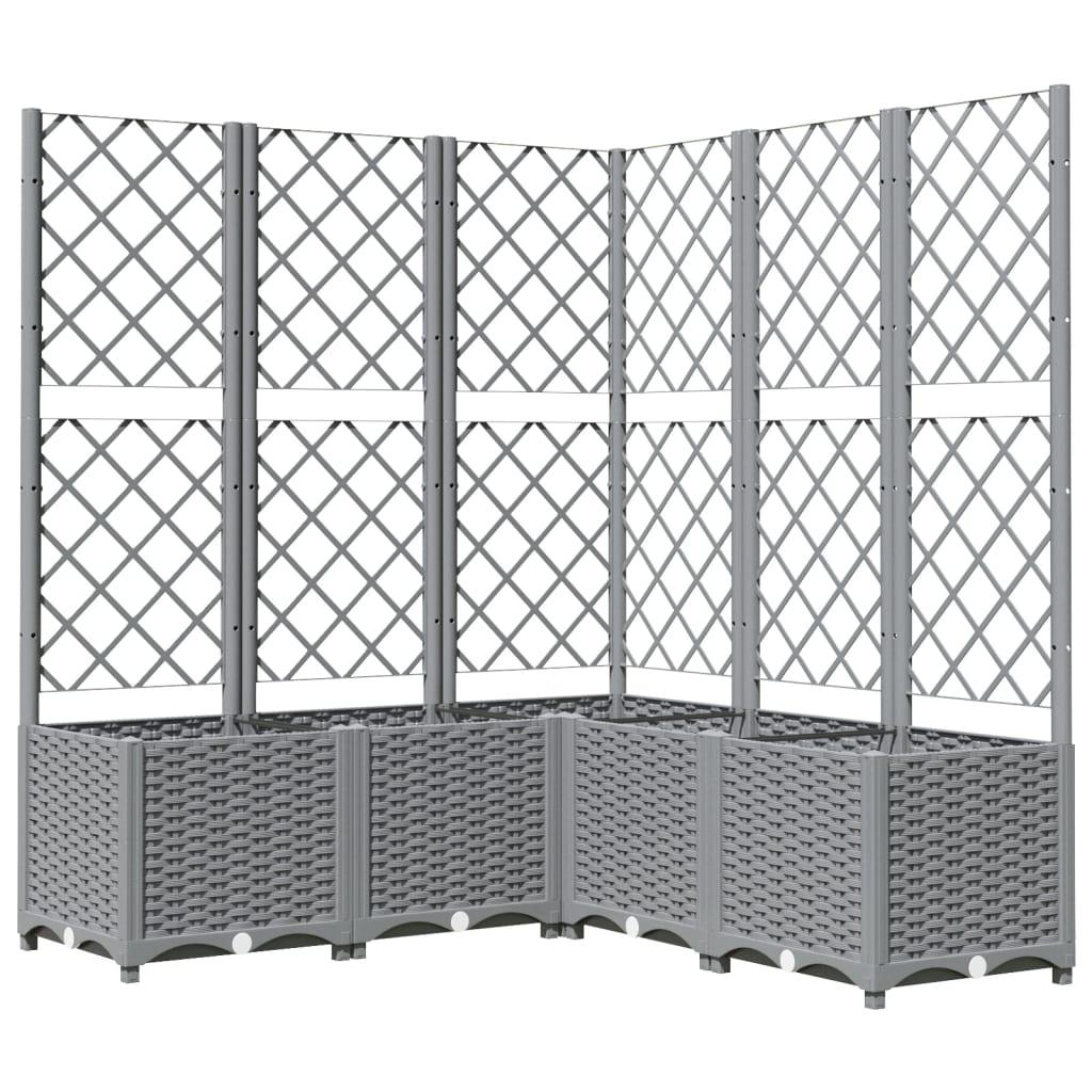 vidaXL Odlingslåda med spaljé ljusgrå 120x120x136 cm PP