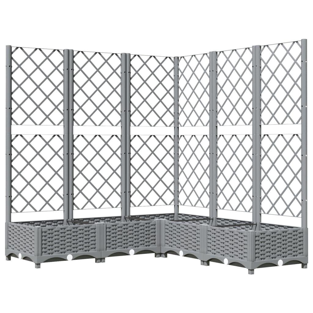 vidaXL Odlingslåda med spaljé ljusgrå 120x120x121,5 cm PP