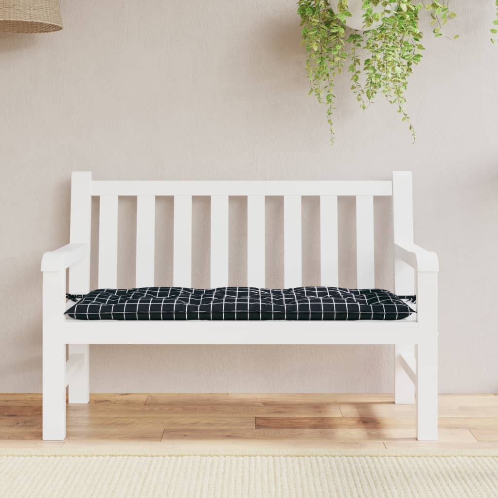 vidaXL Bänkdyna svartrutig 120x50x7 cm tyg