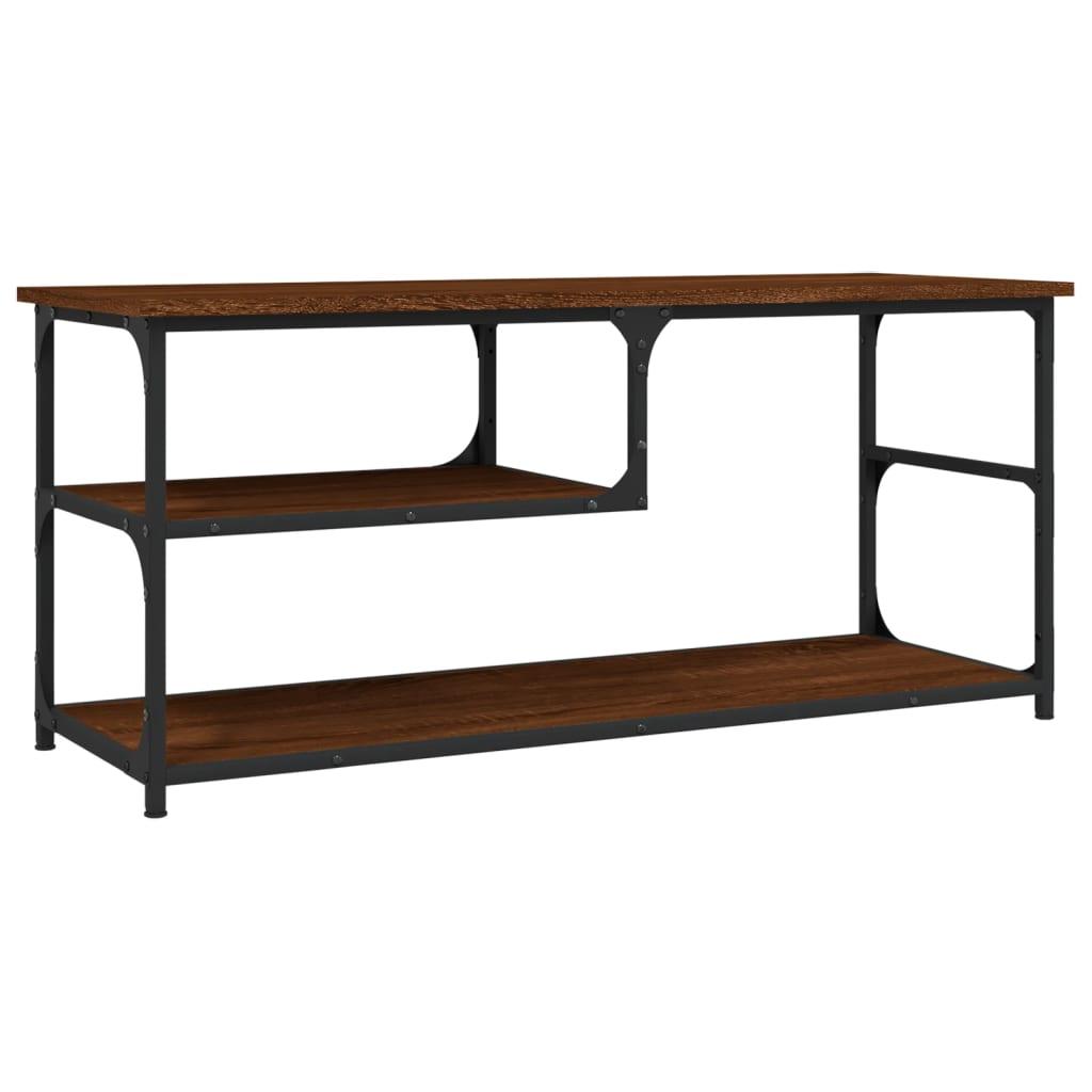 vidaXL Tv-bänk brun ek 103x38x46,5 cm konstruerat trä och stål