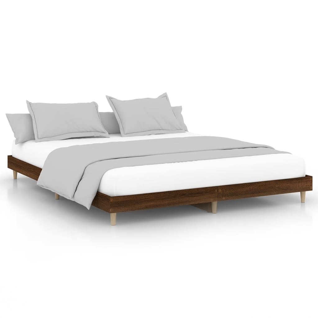 vidaXL Sängram brun ek 200x200 cm konstruerad trä