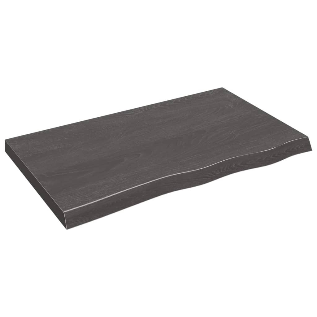 vidaXL Vägghylla mörkbrun 100x60x(2-6) cm behandlad massiv ek