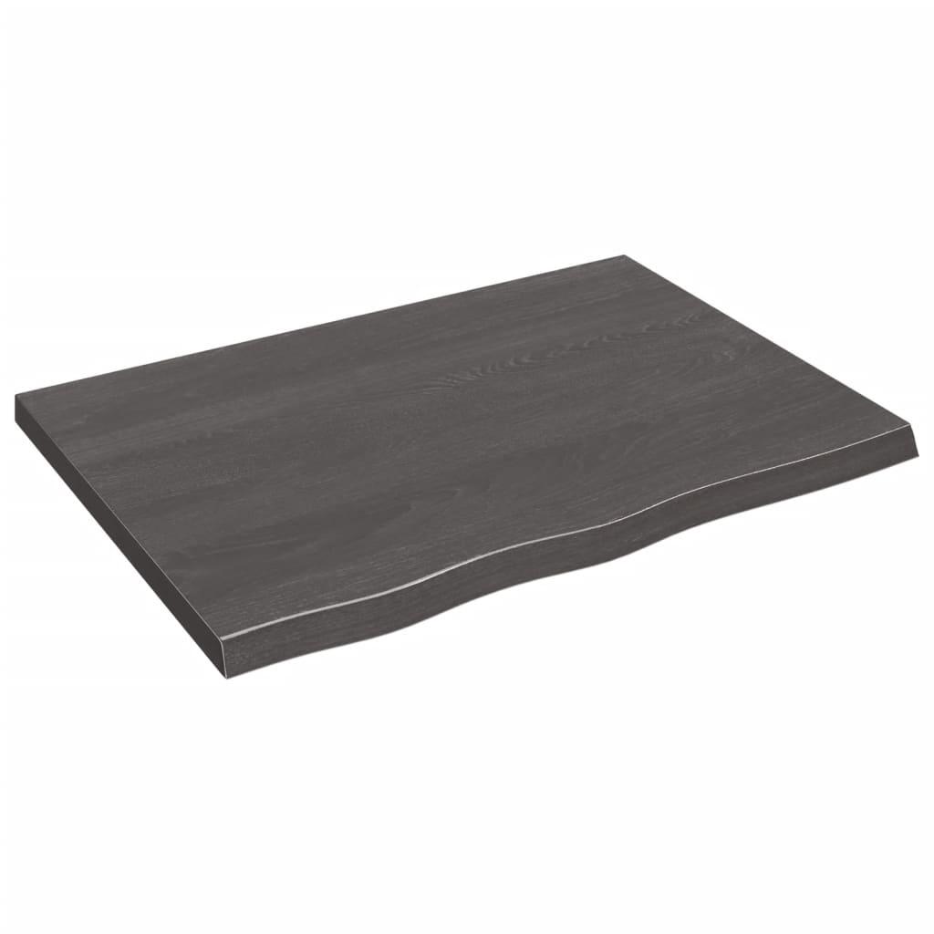 vidaXL Vägghylla mörkbrun 80x60x(2-4) cm behandlad massiv ek