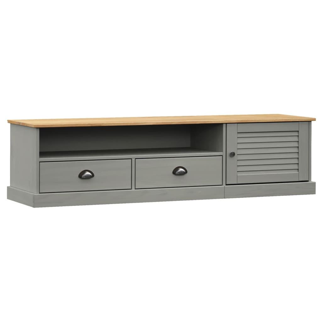 vidaXL Tv-bänk VIGO grå 156x40x40 cm massiv furu