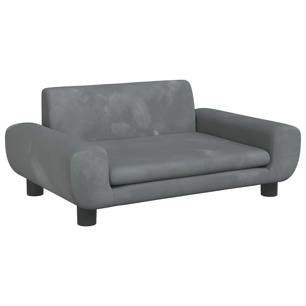 vidaXL Hundbädd mörkgrå 70x45x33 cm sammet