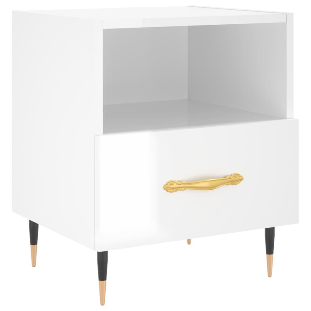 vidaXL Sängbord vit högglans 40x35x47,5 cm konstruerat trä