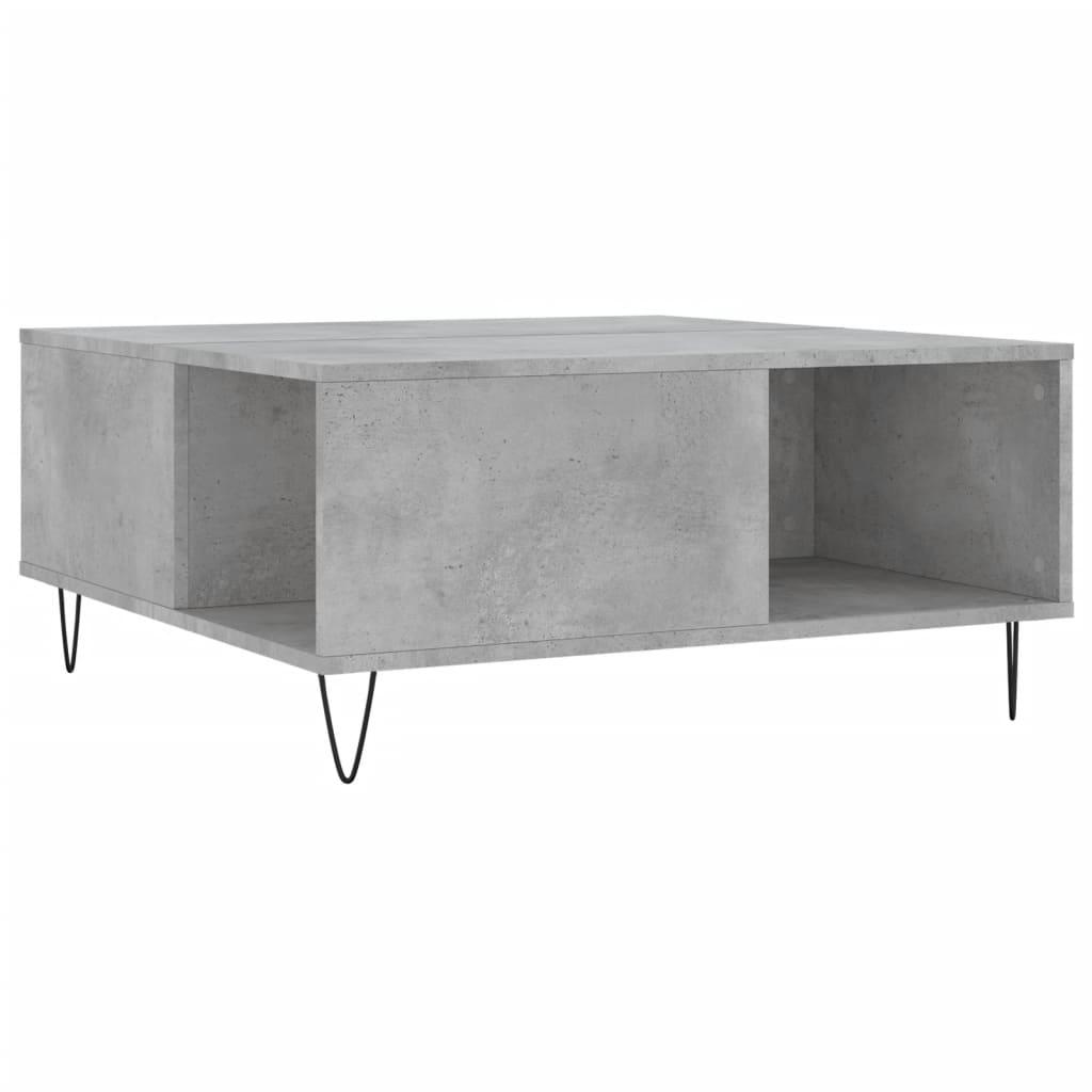 vidaXL Soffbord betonggrå 80x80x36,5 cm konstruerat trä