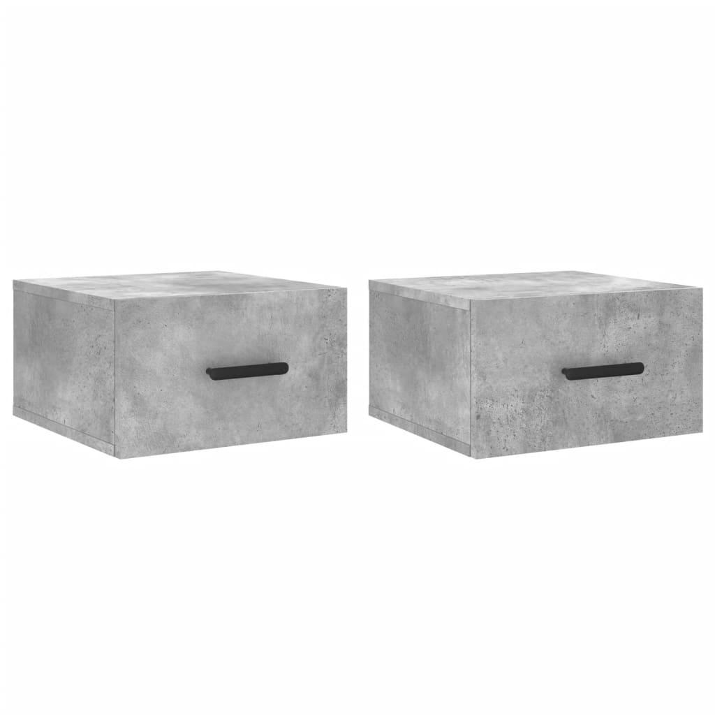 vidaXL Väggmonterade sängbord 2 st betonggrå 35x35x20 cm