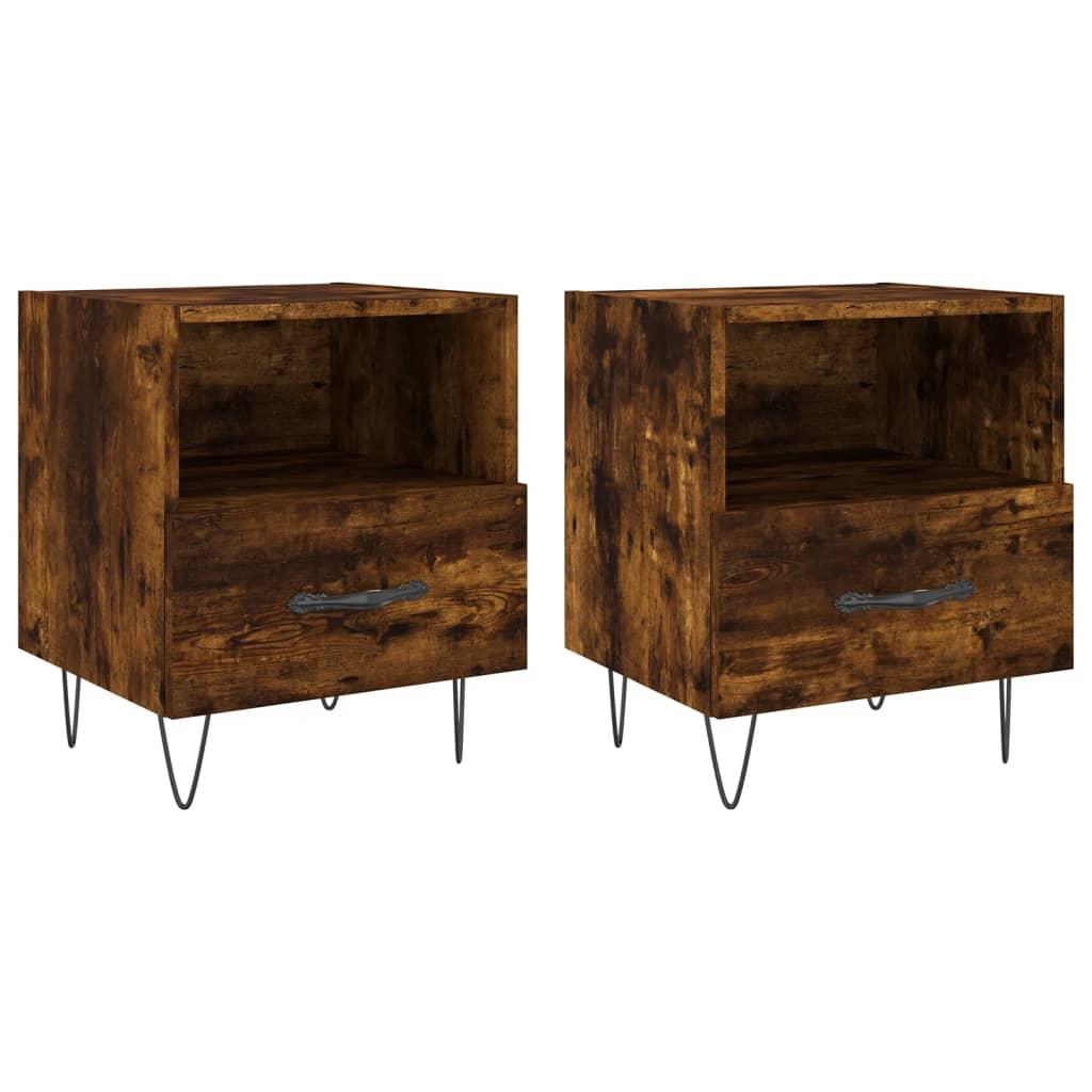 vidaXL Sängbord 2 st rökfärgad ek 40x35x47,5 cm konstruerat trä