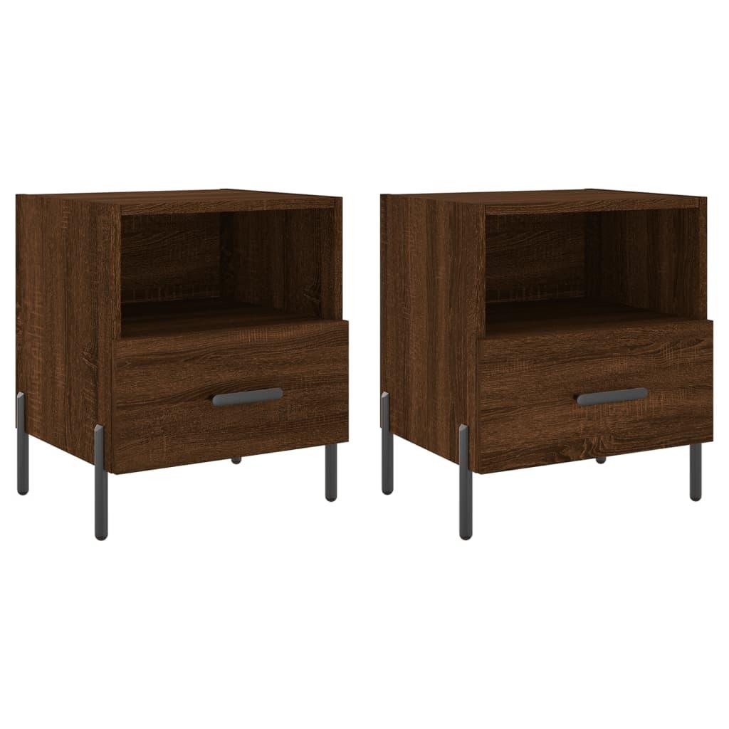 vidaXL Sängbord 2 st brun ek 40x35x47,5 cm konstruerat trä