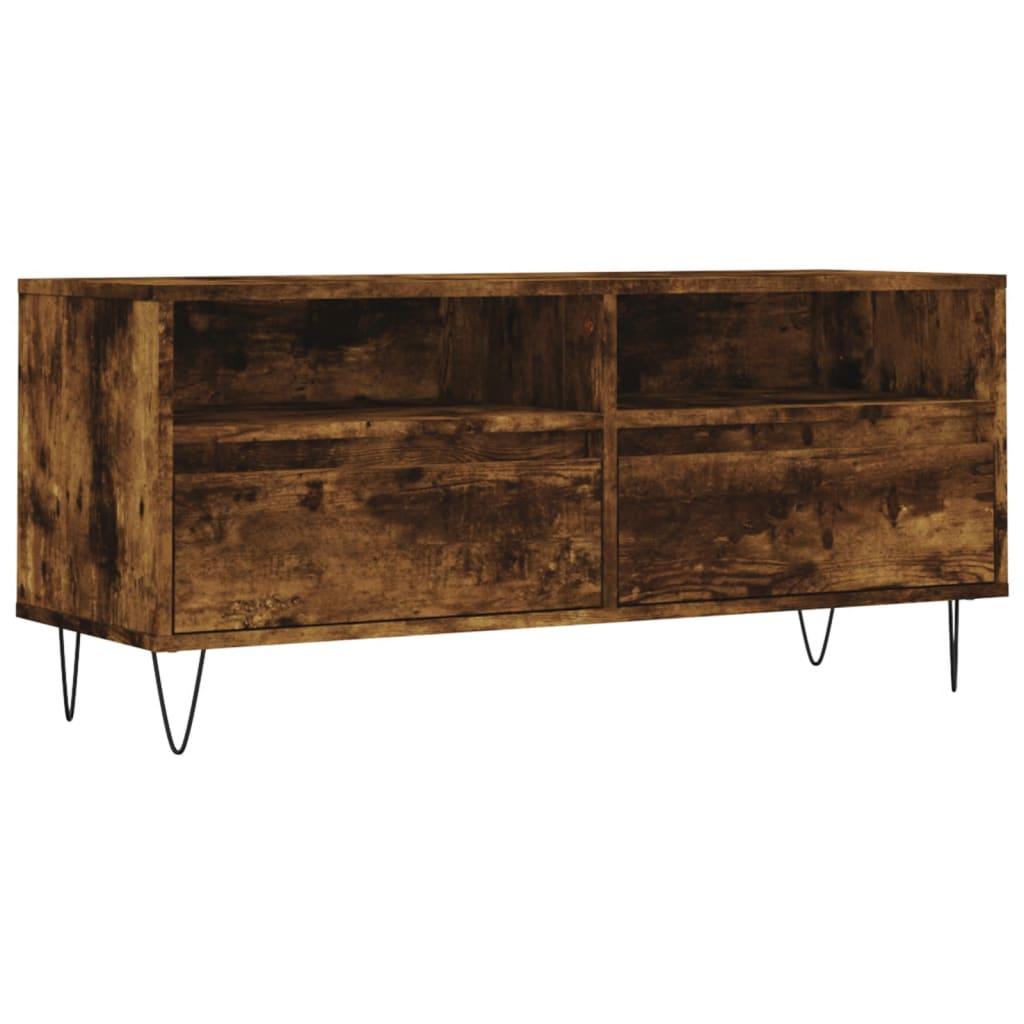 vidaXL Tv-bänk rökfärgad ek 100x34,5x44,5 cm konstruerat trä